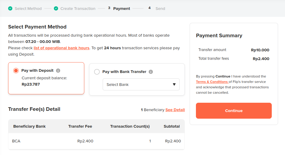 select pay with deposit